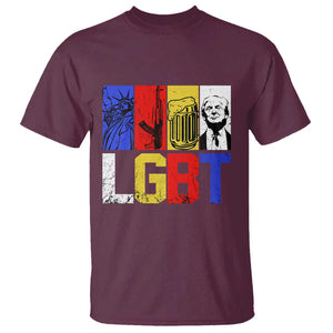 Funny Trump Supporter T Shirt Liberty Guns Beer Trump TS09 Maroon Print Your Wear