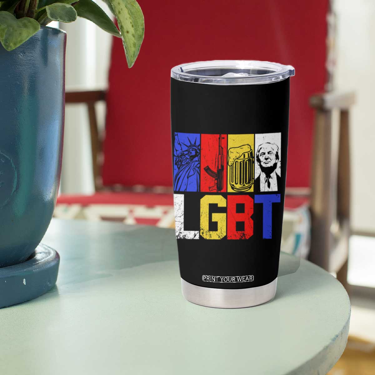 Funny Trump Supporter Tumbler Cup Liberty Guns Beer Trump TS09 Print Your Wear