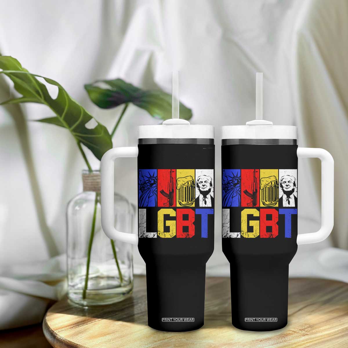 Funny Trump Supporter Tumbler With Handle Liberty Guns Beer Trump TS09 Print Your Wear