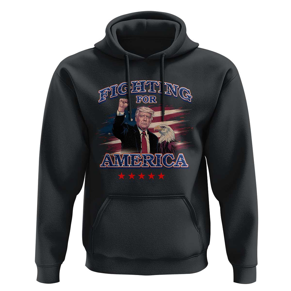Trump Raised Fist Hoodie Fighting For America Eagle TS09 Black Print Your Wear