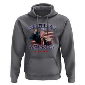 Trump Raised Fist Hoodie Fighting For America Eagle TS09 Charcoal Print Your Wear