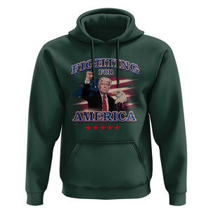 Trump Raised Fist Hoodie Fighting For America Eagle TS09 Dark Forest Green Print Your Wear