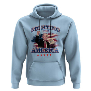 Trump Raised Fist Hoodie Fighting For America Eagle TS09 Light Blue Print Your Wear