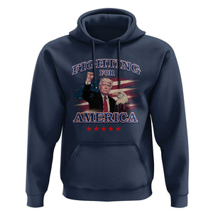 Trump Raised Fist Hoodie Fighting For America Eagle TS09 Navy Print Your Wear