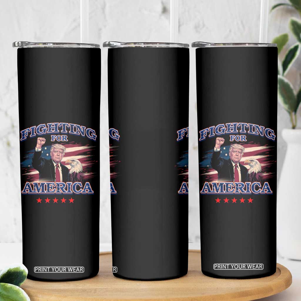 Trump Raised Fist Skinny Tumbler Fighting For America Eagle TS09 Print Your Wear