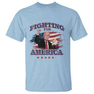 Trump Raised Fist T Shirt Fighting For America Eagle TS09 Light Blue Print Your Wear