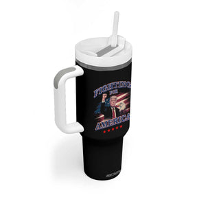 Trump Raised Fist Tumbler With Handle Fighting For America Eagle TS09 Print Your Wear