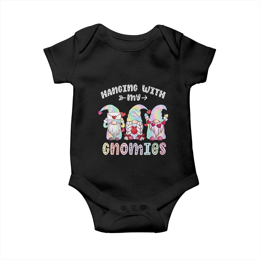 Happy Valentine's Day Hanging With Gnomies Tie Dye Baby Onesie TS09 Black Print Your Wear
