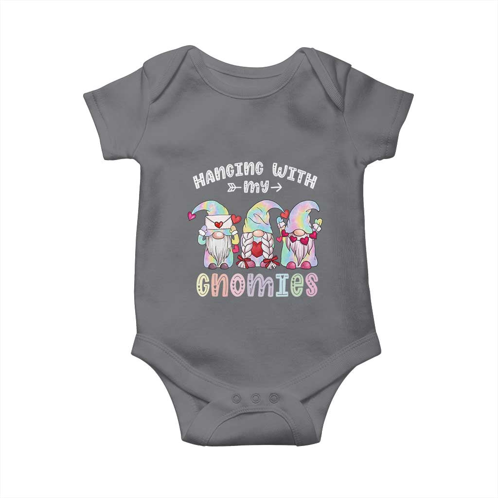 Happy Valentine's Day Hanging With Gnomies Tie Dye Baby Onesie TS09 Charcoal Print Your Wear
