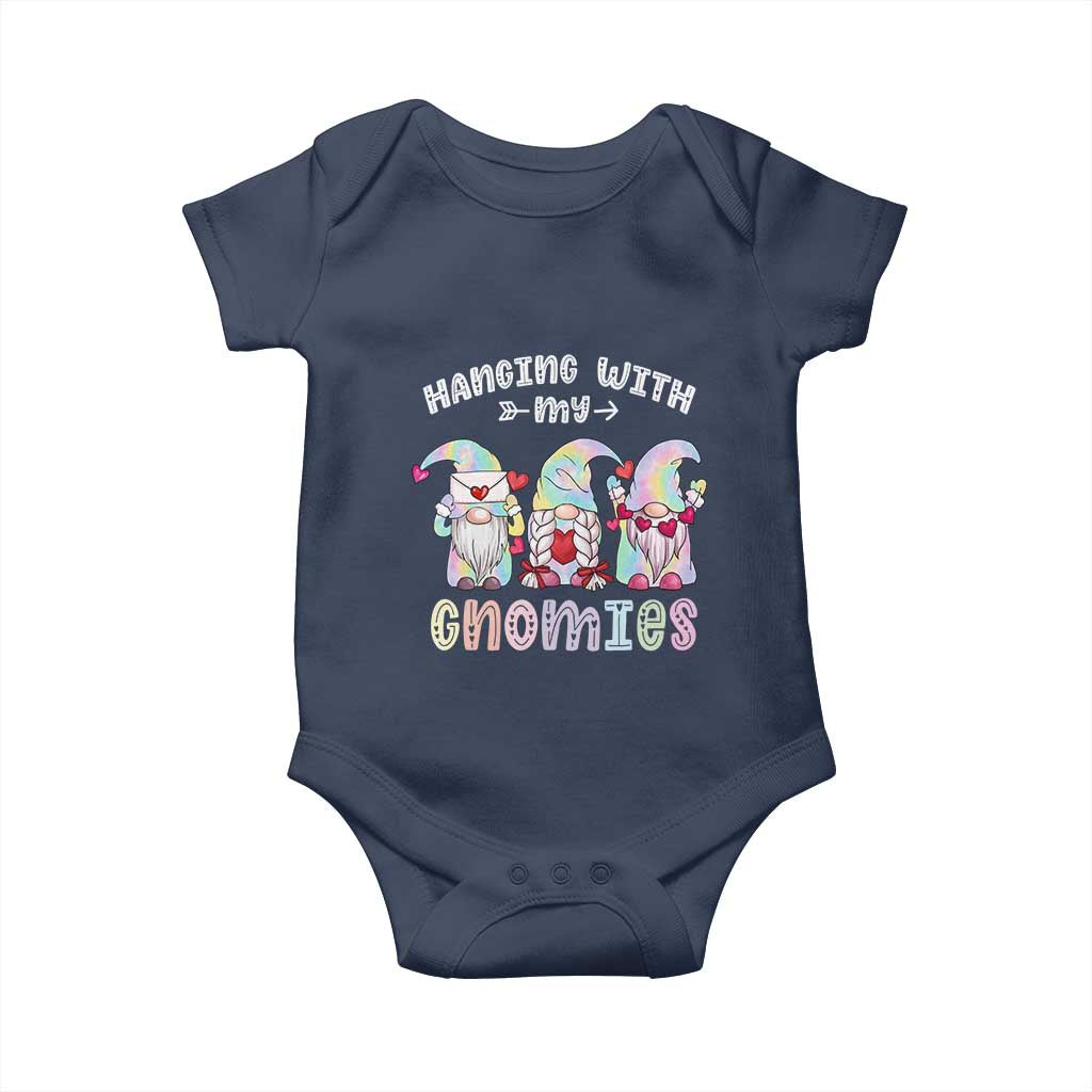 Happy Valentine's Day Hanging With Gnomies Tie Dye Baby Onesie TS09 Navy Print Your Wear