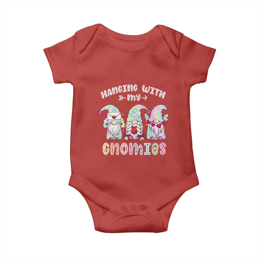 Happy Valentine's Day Hanging With Gnomies Tie Dye Baby Onesie TS09 Red Print Your Wear