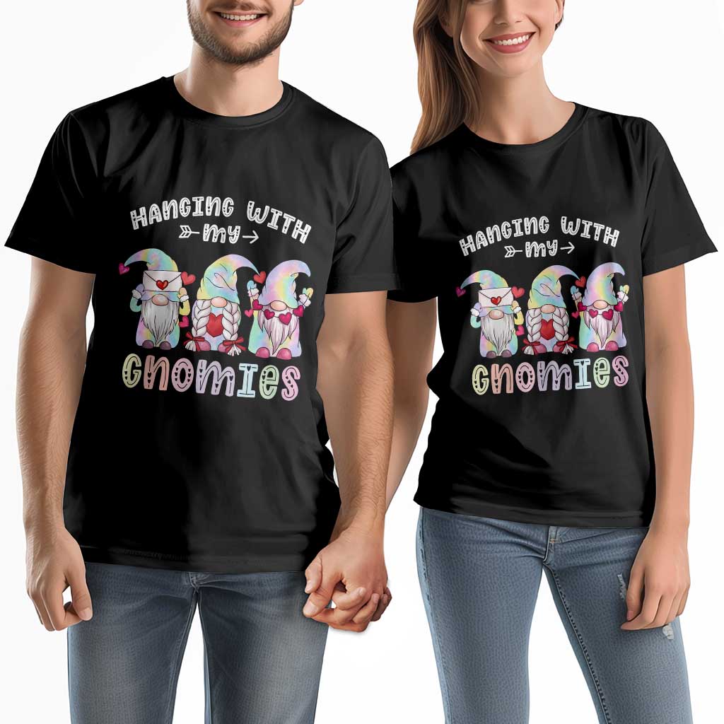 Happy Valentine's Day Hanging With Gnomies Tie Dye Couple Matching T Shirt TS09 Black Print Your Wear