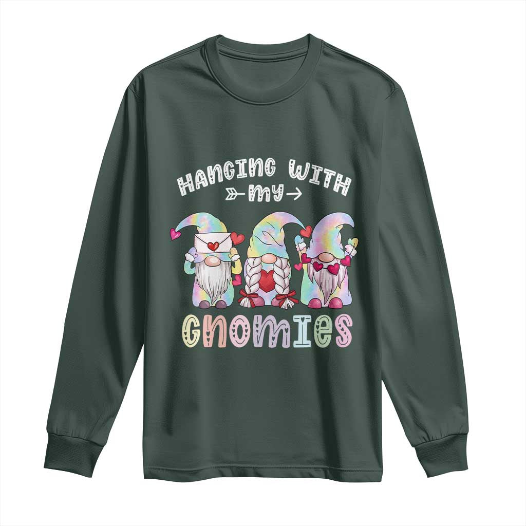 Happy Valentine's Day Hanging With Gnomies Tie Dye Long Sleeve Shirt TS09 Dark Forest Green Print Your Wear