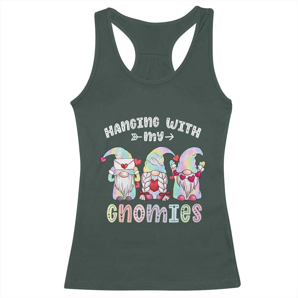 Happy Valentine's Day Hanging With Gnomies Tie Dye Racerback Tank Top TS09 Dark Forest Green Print Your Wear
