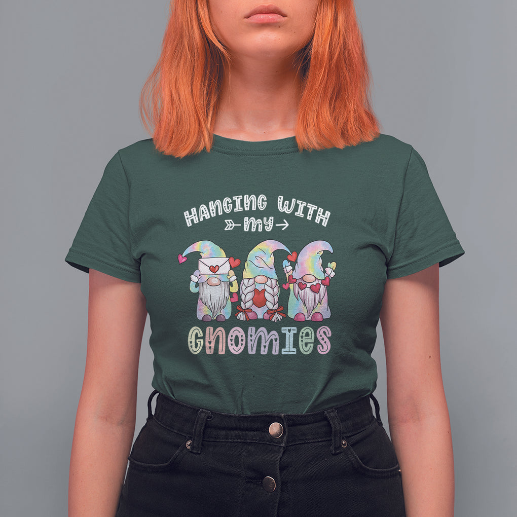 Happy Valentine's Day Hanging With Gnomies T Shirt For Women Tie Dye TS09 Dark Forest Green Printyourwear