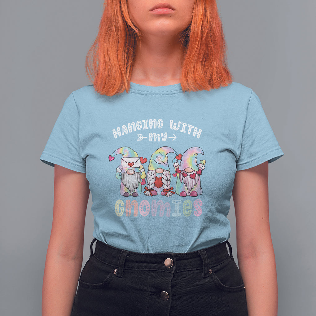 Happy Valentine's Day Hanging With Gnomies Tie Dye Gnomes T Shirt For Women TS09 Light Blue Printyourwear