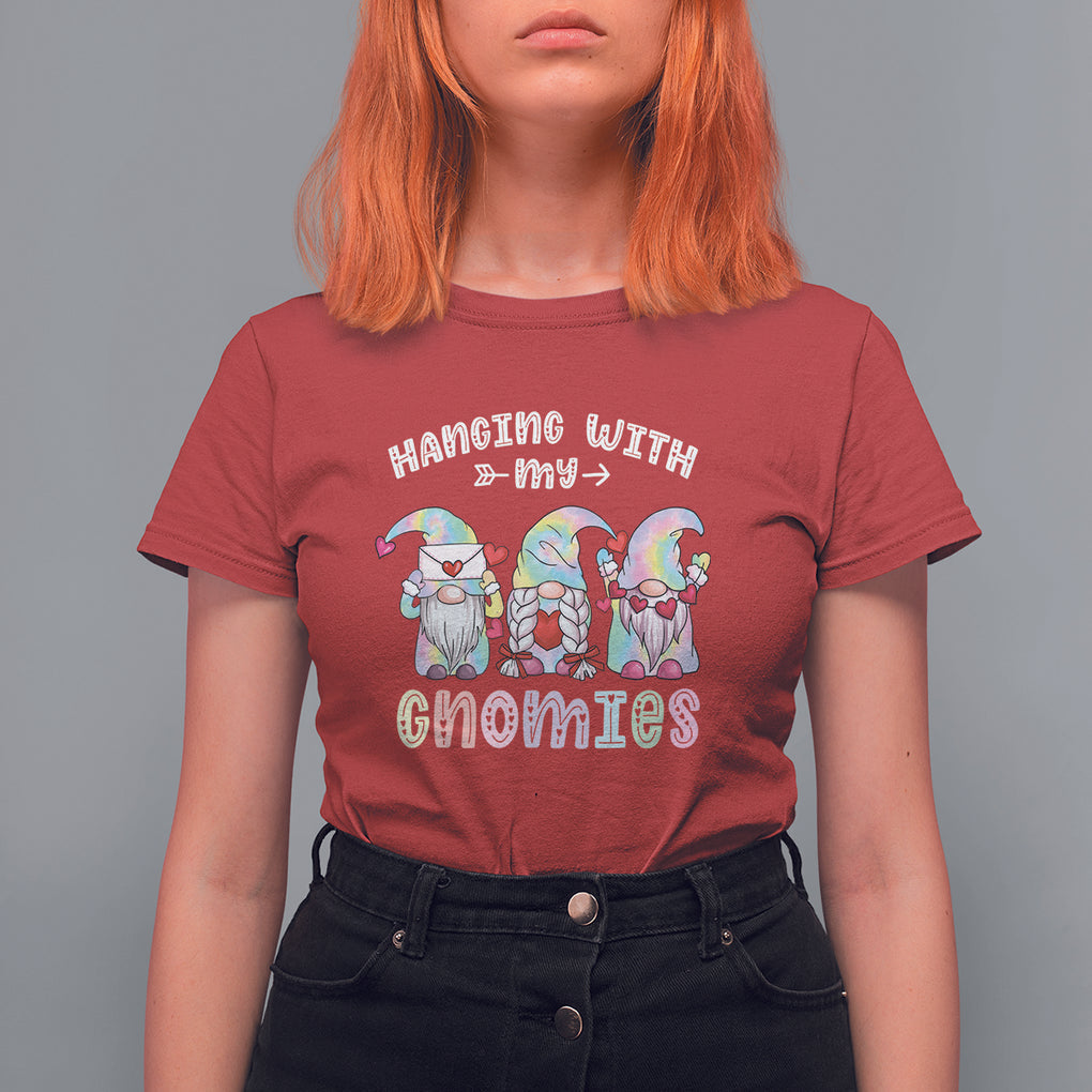 Happy Valentine's Day Hanging With Gnomies T Shirt For Women Tie Dye TS09 Red Printyourwear