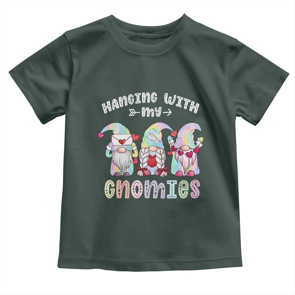 Happy Valentine's Day Hanging With Gnomies Tie Dye Toddler T Shirt TS09 Dark Forest Green Print Your Wear