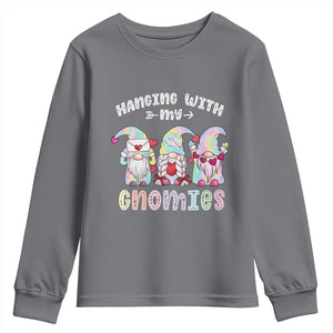 Happy Valentine's Day Hanging With Gnomies Tie Dye Youth Sweatshirt TS09 Charcoal Print Your Wear