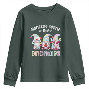 Happy Valentine's Day Hanging With Gnomies Tie Dye Youth Sweatshirt TS09 Dark Forest Green Print Your Wear