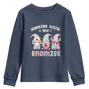 Happy Valentine's Day Hanging With Gnomies Tie Dye Youth Sweatshirt TS09 Navy Print Your Wear