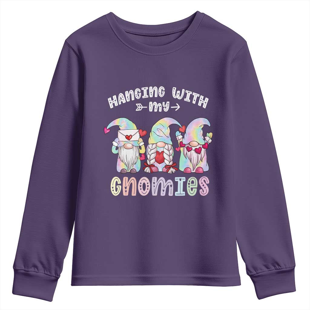 Happy Valentine's Day Hanging With Gnomies Tie Dye Youth Sweatshirt TS09 Purple Print Your Wear
