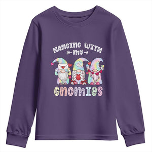 Happy Valentine's Day Hanging With Gnomies Tie Dye Youth Sweatshirt TS09 Purple Print Your Wear