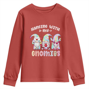 Happy Valentine's Day Hanging With Gnomies Tie Dye Youth Sweatshirt TS09 Red Print Your Wear