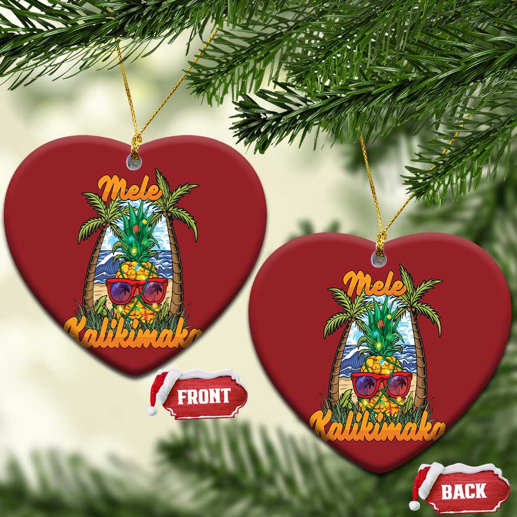 Xmas In Hawaii Christmas Ornament Mele Kalikimaka Xmas Light Pineapple TS09 Heart Red Print Your Wear