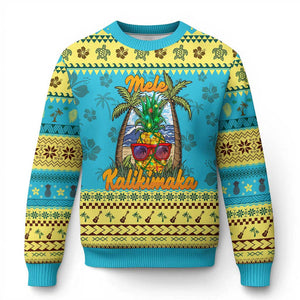 Xmas In Hawaii Ugly Christmas Sweater Mele Kalikimaka Xmas Light Pineapple TS09 Hawaii Print Your Wear