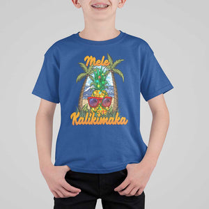 Mele Kalikimaka Christmas In Hawaii Xmas Light Pineapple T Shirt For Kid TS09 Royal Blue Printyourwear