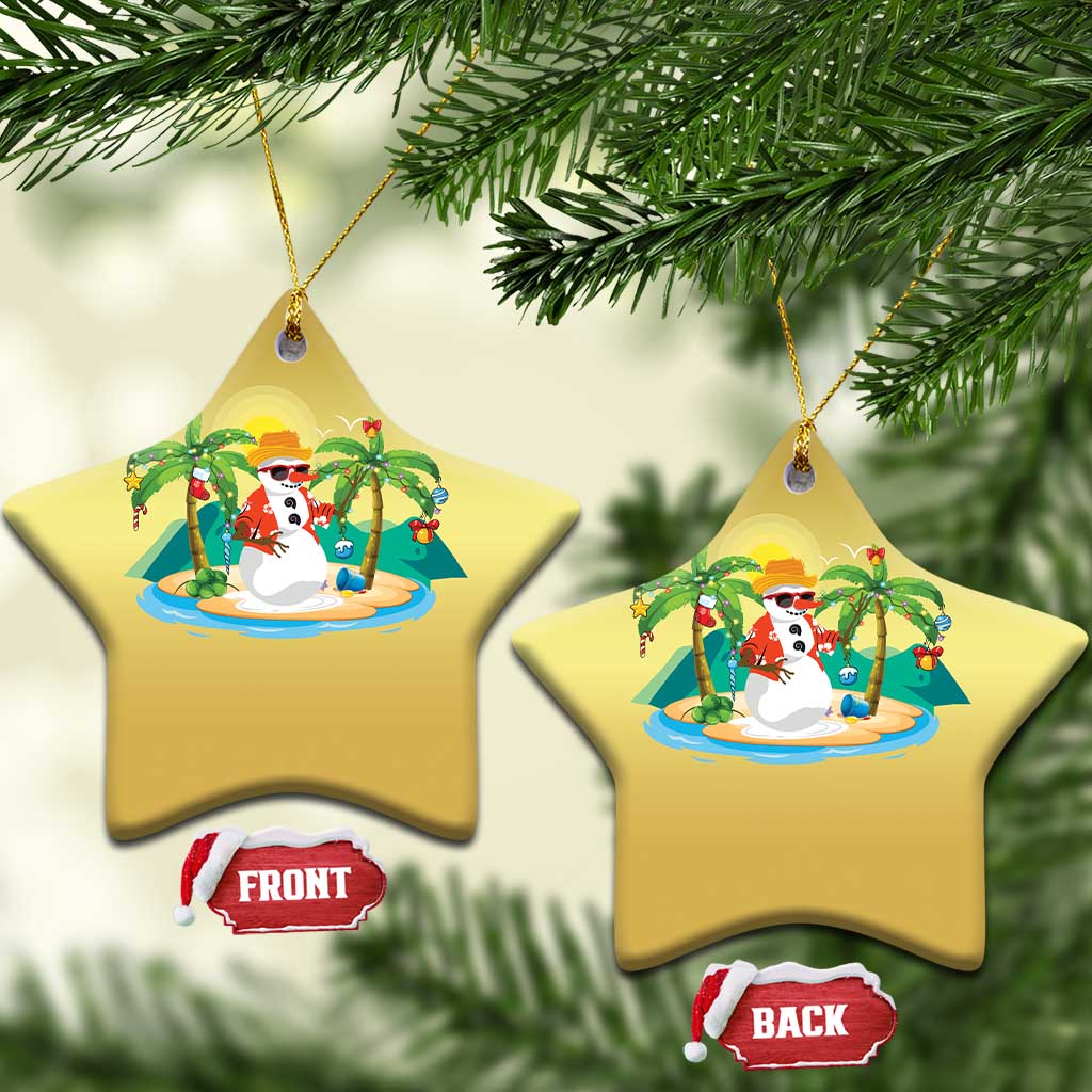Xmas In Hawaii Christmas Ornament Hawaiian Snowman Xmas Palm Tree At The Beach TS09 Star Gold Print Your Wear