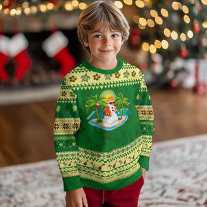 Xmas In Hawaii Ugly Christmas Sweater Hawaiian Snowman Xmas Palm Tree At The Beach TS09 Forest Print Your Wear