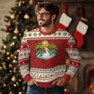 Xmas In Hawaii Ugly Christmas Sweater Hawaiian Snowman Xmas Palm Tree At The Beach TS09 Hibiscus Print Your Wear