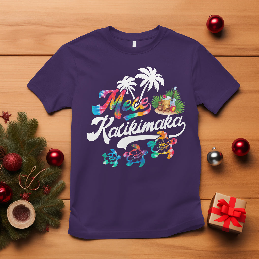 Mele Kalikimaka Tie Dye Christmas Turtle T Shirt TS09 Purple Printyourwear
