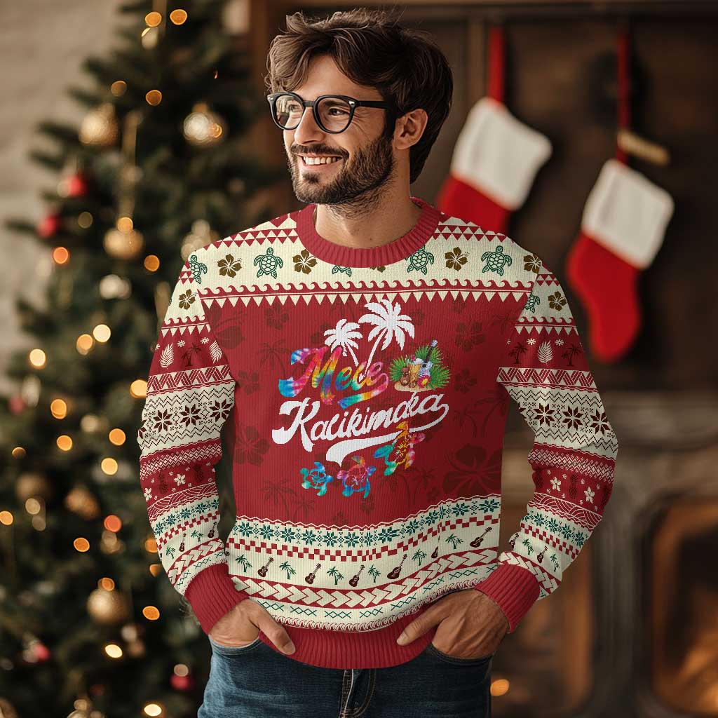 Mele Kalikimaka Tie Dye Xmas Turtle Ugly Christmas Sweater TS09 Hibiscus Print Your Wear