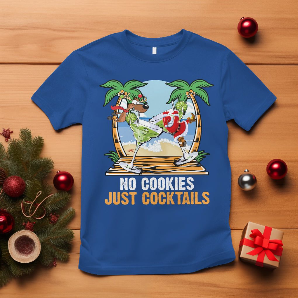 No Cookies Just Cocktails Drunk Santa Reindeer Summer Christmas T Shirt TS09 Royal Blue Printyourwear