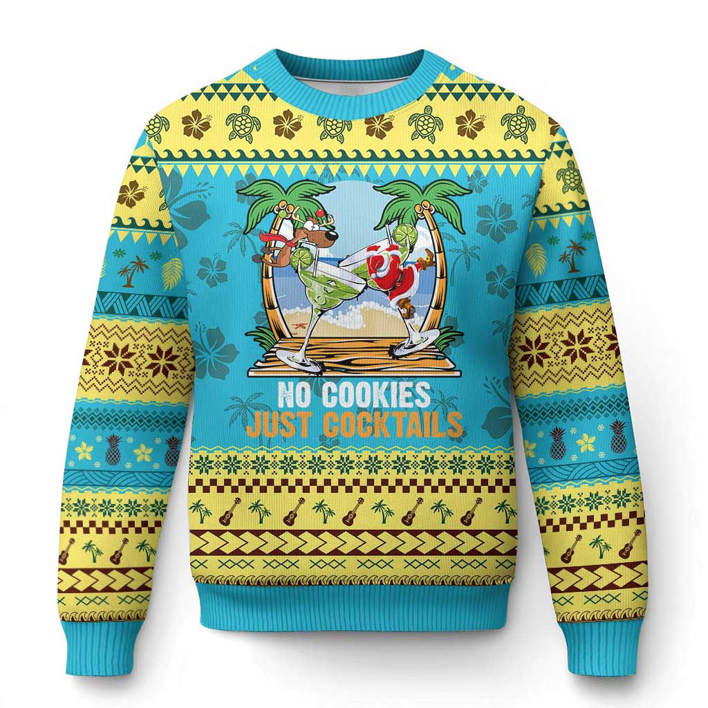 Tropical Xmas Ugly Christmas Sweater No Cookies Just Cocktails Drunk Santa Reindeer TS09 Hawaii Print Your Wear