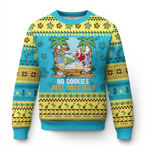 Tropical Xmas Ugly Christmas Sweater No Cookies Just Cocktails Drunk Santa Reindeer TS09 Hawaii Print Your Wear