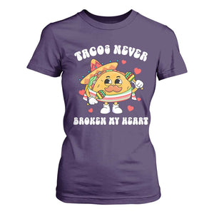 Anti Valentine's Day T Shirt For Women Tacos Never Broke My Heart Funny Cinco De Mayo Party TS09 Purple Print Your Wear