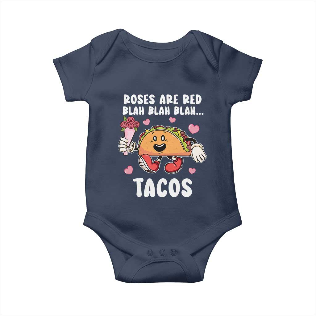 Valentine's Day Baby Onesie Roses Are Red Blah Tacos Funny Food Lover TS09 Navy Print Your Wear