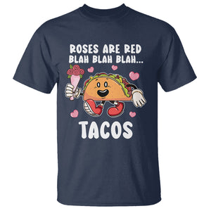 Valentine's Day T Shirt Roses Are Red Blah Tacos Funny Food Lover TS09 Navy Printyourwear