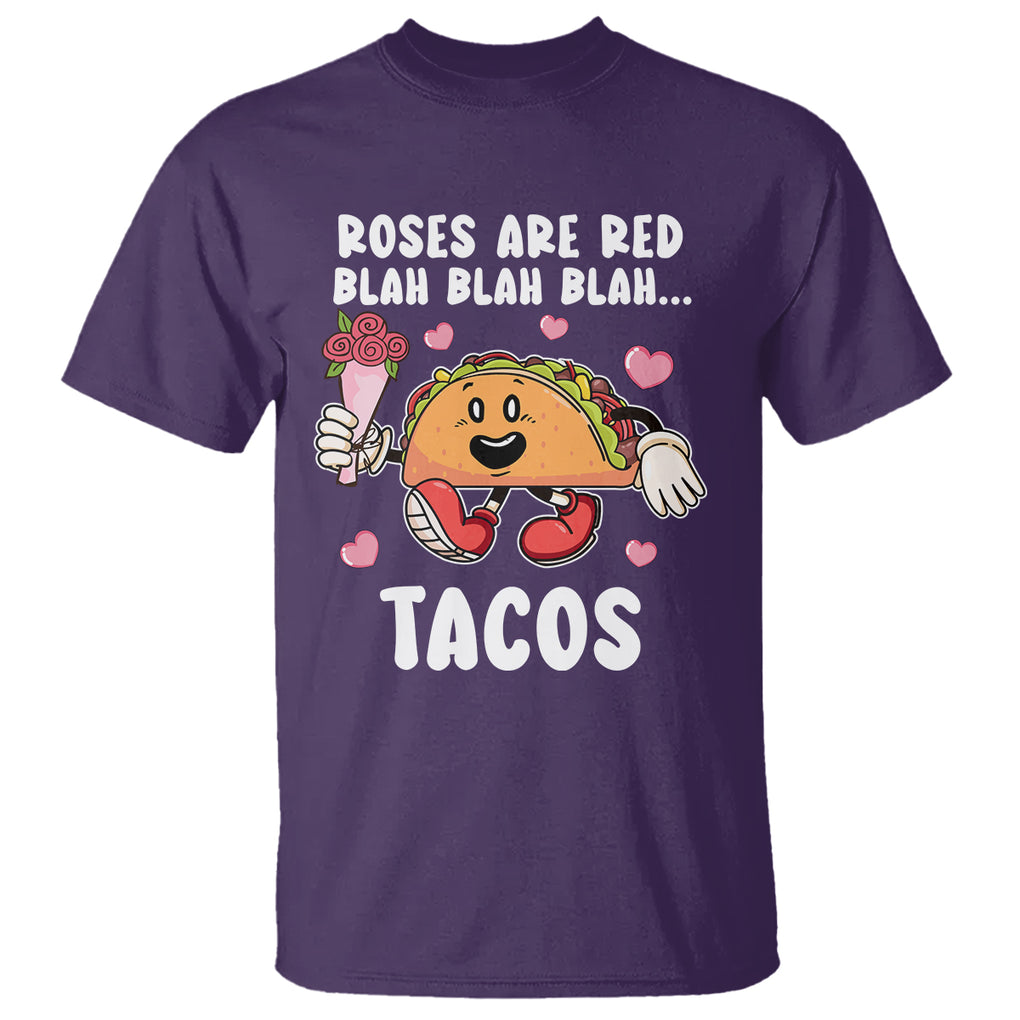 Valentine's Day T Shirt Roses Are Red Blah Tacos Funny Food Lover TS09 Purple Printyourwear