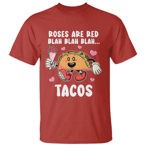 Valentine's Day T Shirt Roses Are Red Blah Tacos Funny Food Lover TS09 Red Printyourwear