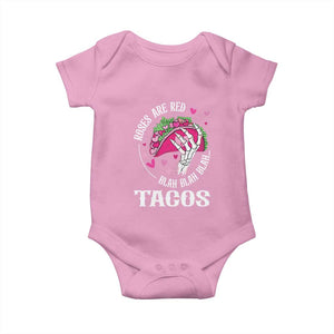 Valentine's Day Baby Onesie Roses Are Red Blah Skeleton Tacos Funny Food Lover TS09 Light Pink Print Your Wear