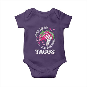 Valentine's Day Baby Onesie Roses Are Red Blah Skeleton Tacos Funny Food Lover TS09 Purple Print Your Wear