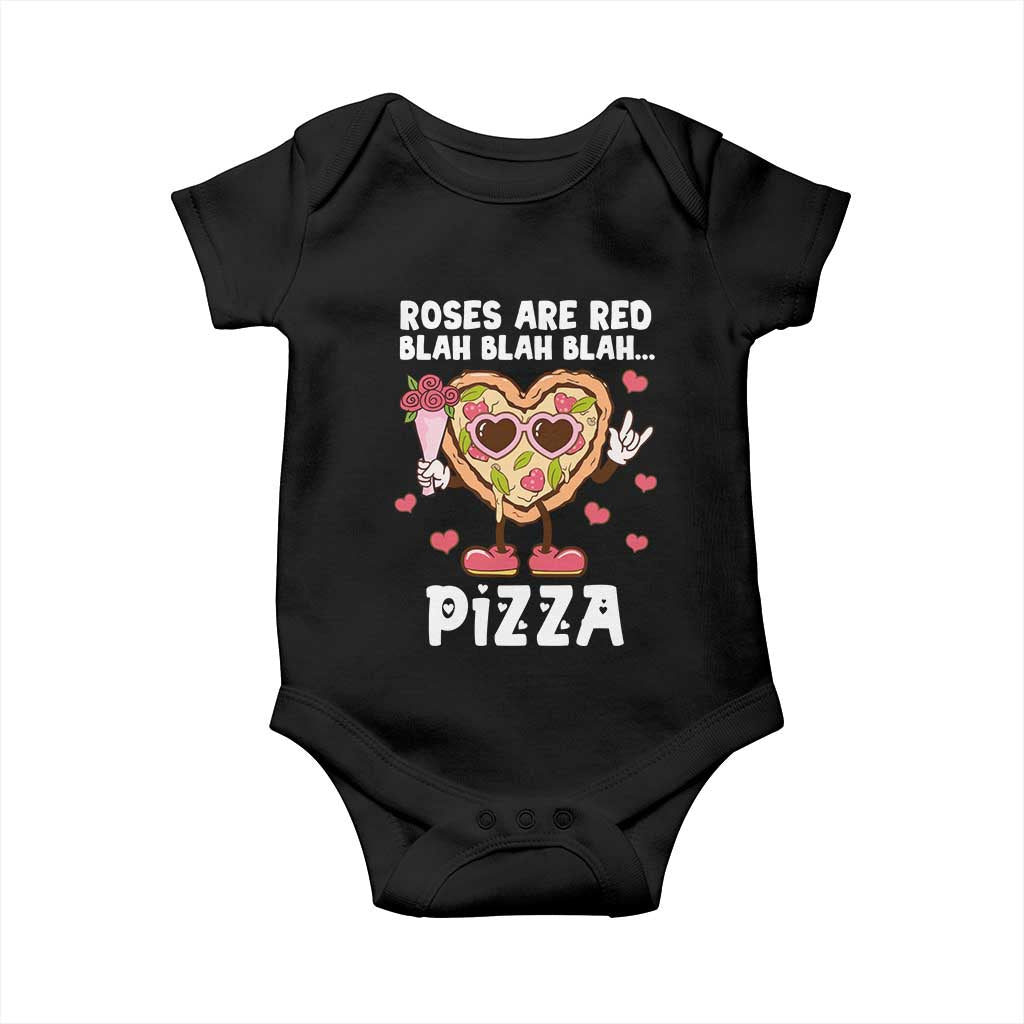Valentine's Day Baby Onesie Roses Are Red Blah Pizza Funny Food Lover TS09 Black Print Your Wear