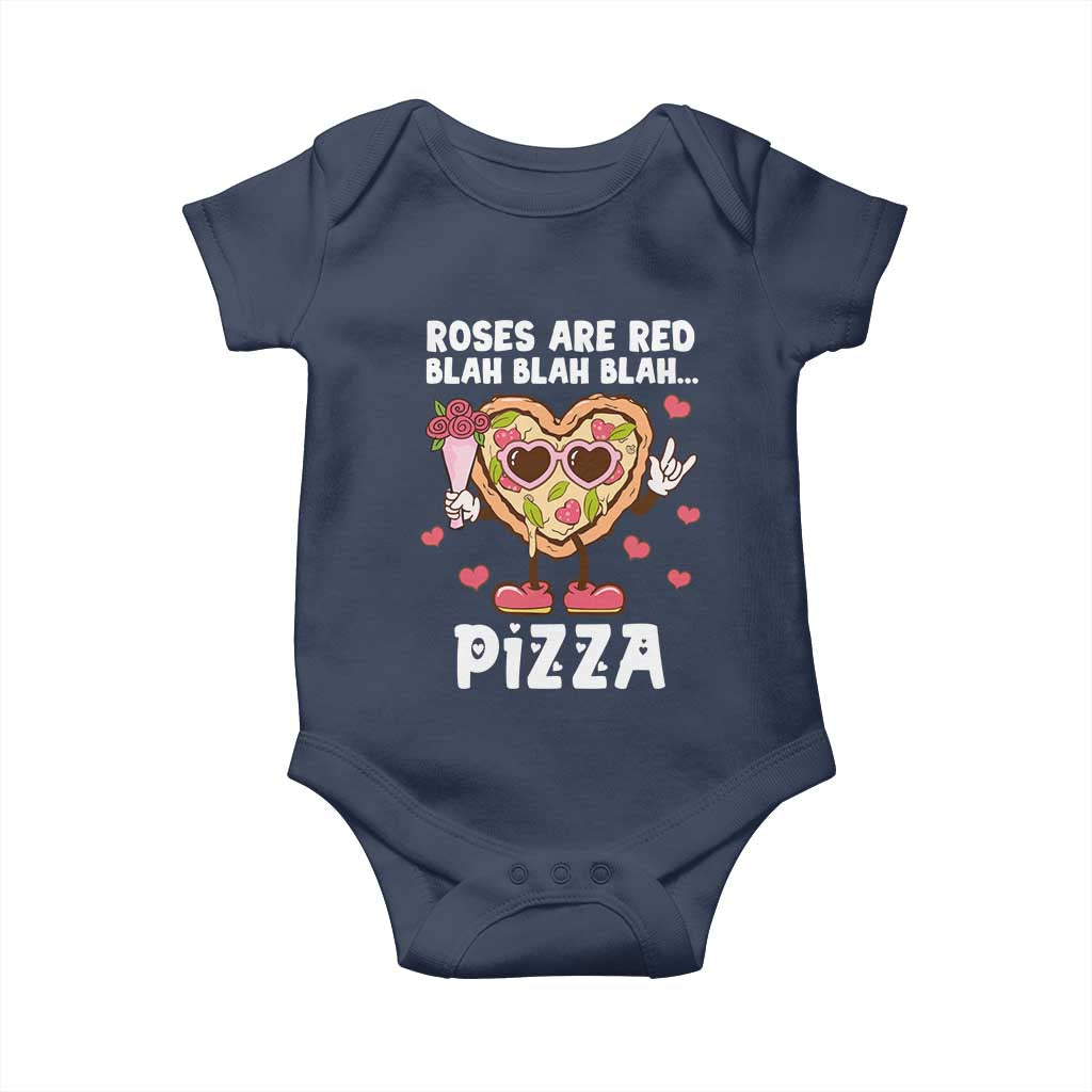 Valentine's Day Baby Onesie Roses Are Red Blah Pizza Funny Food Lover TS09 Navy Print Your Wear