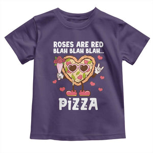Valentine's Day Toddler T Shirt Roses Are Red Blah Pizza Funny Food Lover TS09 Purple Print Your Wear