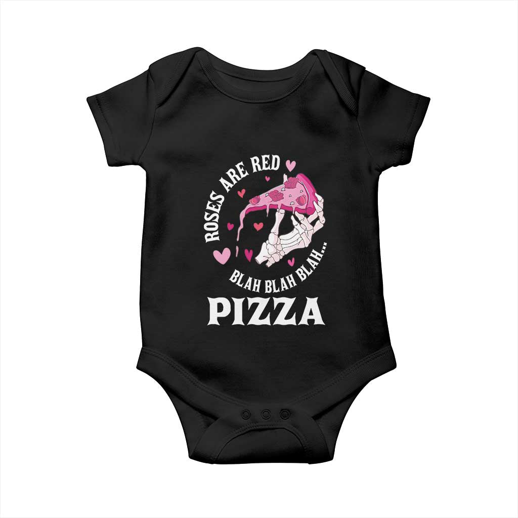Valentine's Day Baby Onesie Roses Are Red Blah Skeleton Pizza Funny Food Lover TS09 Black Print Your Wear